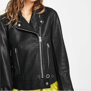 Topshop Black Leather Biker Jacket